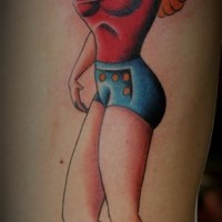 Old school pinup girl sailor tattoo