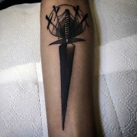 Old school style antic dagger tattoo on arm