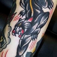 Old school style colored tattoo of black panther