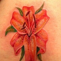 Orange lily flower tattoo