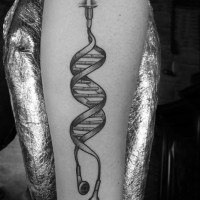 Original idea DNA shaped earphones into skin realistic tattoo