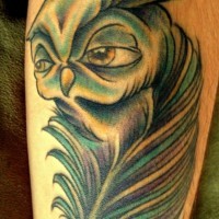 Eule Feder Tattoo am Arm