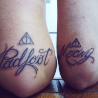 Padfoot and moony friendship quote tattoos on hands