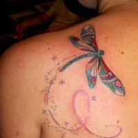 Patchwork dragonfly tattoo for women