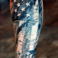 Patriotic usa flag tattoo on arm