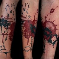 Photoshop style colored arm tattoo of mystical picture