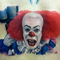 Portrait of scary clown tattoo