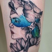 Portrait style colored by Joanna Swirska tattoo