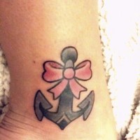 Pretty traditional tattoo with anchor on foot