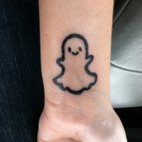 Prtetty ghost tattoo on wrist design