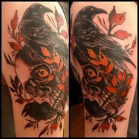 Ravens and a skull tattoo by Richard Smith