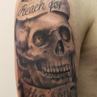 Reach the sky skull tattoo by graynd