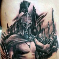 Real movie scene style detailed 300 Spartans tattoo