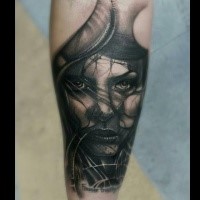 Realism style colored tattoo of mystical woman face