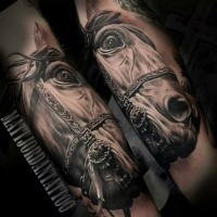 Realism style very detailed horse tattoo