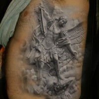 Realistic angel winner tattoo on ribs