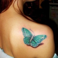 Realistischer niedlicher Schmetterling Tattoo an der Schulter