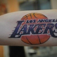 Realistic looking colored LA Lakers basketball team emblem