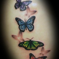 Tatuaggio realistico le farfalle e le sue ombre