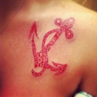 Red traditional anchor tattoo