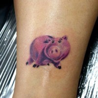 Rosy piggy bank funny colored detailed small size tattoo