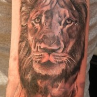 Tatuaje en el brazo, león que corre