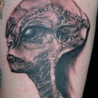 Scary portrait of alien tattoo