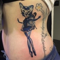 Sexy looking for girls like colored side tattoo of cat dancer