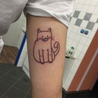 Tatuagem de braço de estilo asiático simples dos desenhos animados do gato engraçado