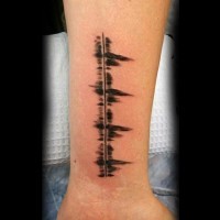 Simple black ink music wave tattoo on arm