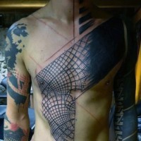 semplice inchiostro nero ornamento geometrico tatuaggio su corpo