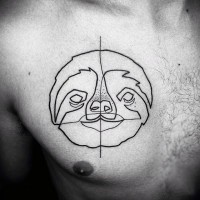 Simple black ink sloth sketch tattoo on chest