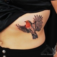 Simple colored tattoo of flying bird