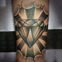 Einfaches Design schwarzweißer Diamant Tattoo am Bein