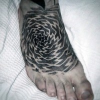Simple designed little black ink hypnotic ornaments tattoo on foot