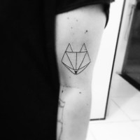 Simple geometrical style black ink arm fox shaped tattoo