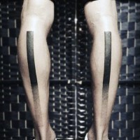 Simple identical looking leg tattoos of black lines