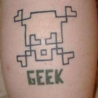 Skull geek tattoo design on leg