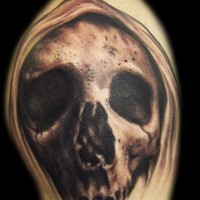 Spooky black skull tattoo by hatefulss