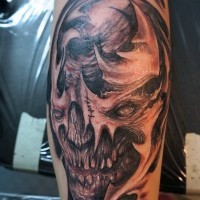 Monster skull tattoo by graynd