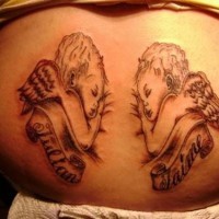 Sleeping cherubs babies and names tattoo