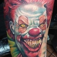 Spooky colorful clown face tattoo