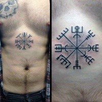 Stippling style colored belly tattoo mystic symbol