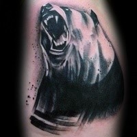 Stunning black and gray style tattoo of big evil bear