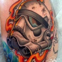 Tatuaje  de stormtroopers en llamas en la pierna