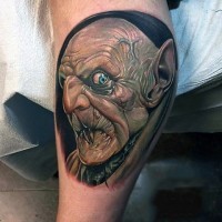 stupendo dettagliato colorato vampiro raccapricciante tatuaggio su gamba