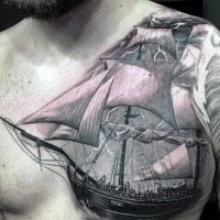 Stunning detailed looking realism style sailing ship with lightning
