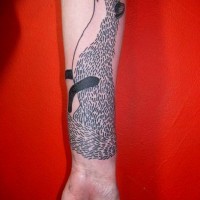 Stunning style painted big fox tattoo on arm