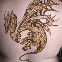 Stylised dragon tattoo on back