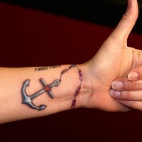 Super realistic anchor forearm tattoo